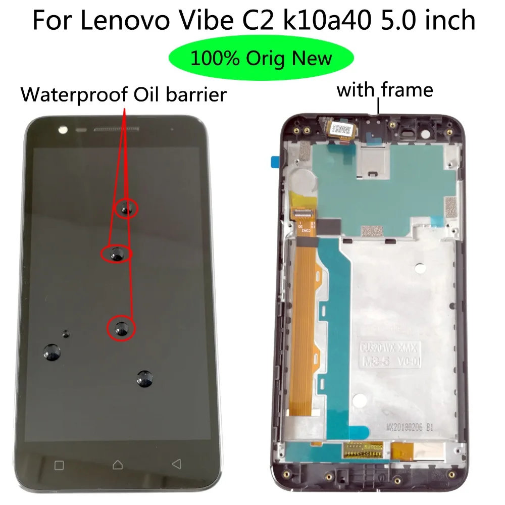 

Shyueda 100% Oig NEW with frame For Lenovo Vibe C2 k10a40 5.0" LCD Display Touch Screen Digitizer