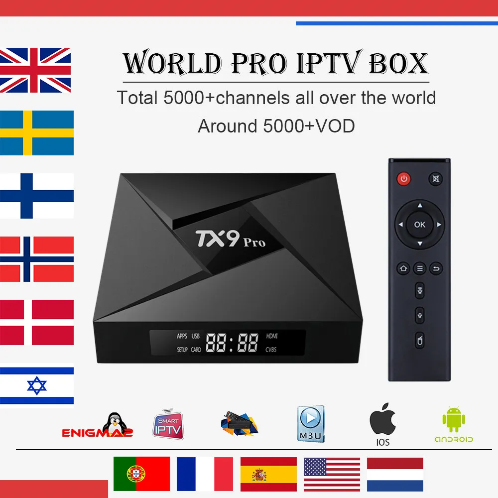 

Best World TX9 PRO Android 7.1 3G 32G tv box Amlogic s912 4700+live iptv French Italy Germany UK Sweden Smart tv set top box