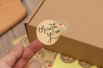 

Thank You self-adhesive label stickers round shape kraft label sticker for DIY Wedding Gift Cake Baking Sealing Sticker 3 style
