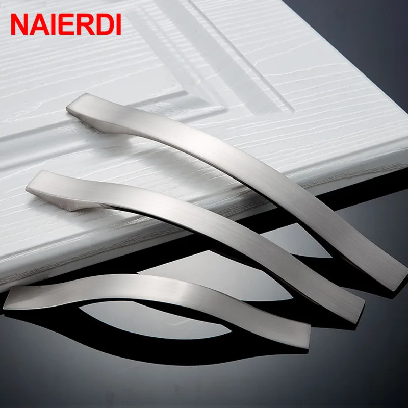 NAIERDI Cabinet Handles Drawer Knobs Aluminum Alloy Wardrobe Door Handles Brushed Pulls Simple Modern Style Furniture Handle furniture handles