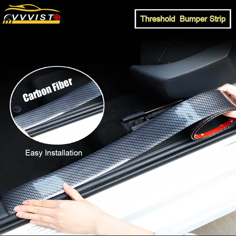 

2019 3D Car Stickers Universal Sill Scuff Anti Scratch 1M Carbon Fiber Auto Door Plate Sill Scuff Cover Protection Car Styling