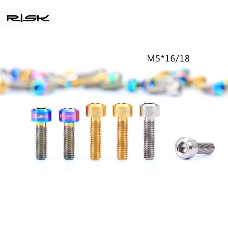 Risk 6pcs Brand Mountain Bike Titanium Alloy Screws M5x16mm TC4 Stem