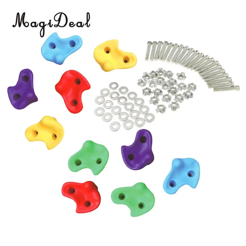 MagiDeal 10Pcs/Pack Rock Climbing Wall Stones Hand Feet Holds Grip Kit for School Camping Travel Kids Summer Outdoor Sport Toy