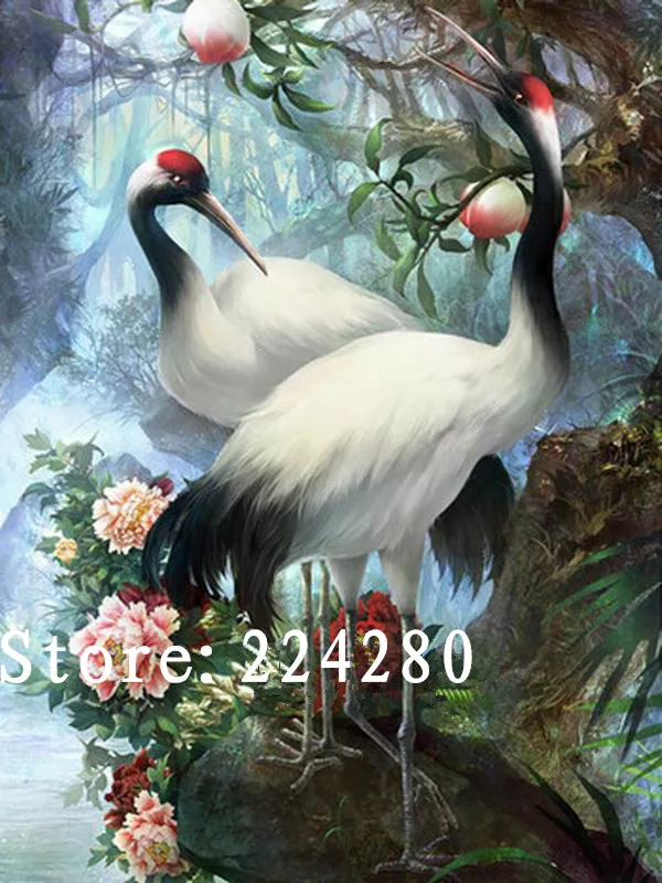 

Needlework,Embroidery,White Crane Animal Forest HD DIY DMC 14CT Unprinted Cross stitch kits,Arts Pattern Cross-Stitching Decor
