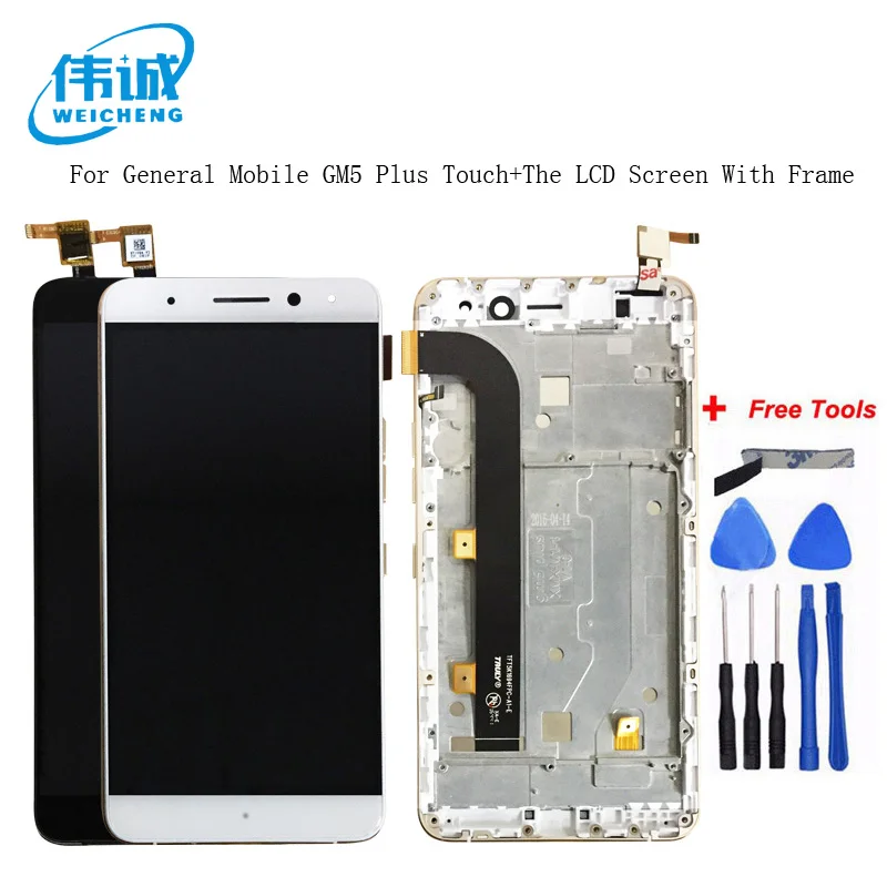 

WEICHENG For General mobile GM 5 Plus LCD Display +Touch Screen With Frame Digitizer Assembly Replacement Accessories