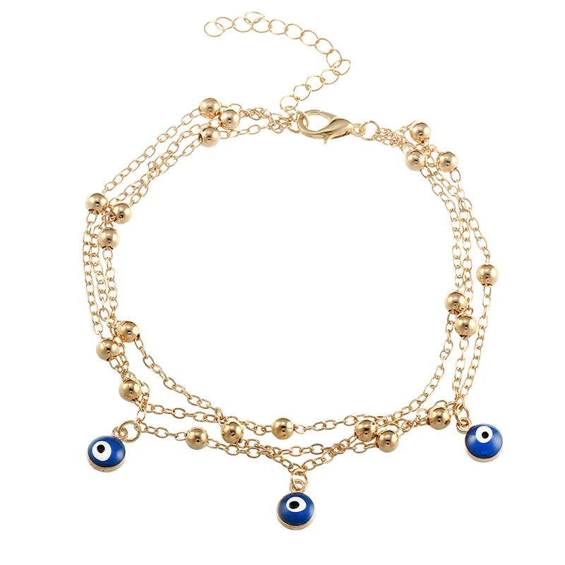 

Anklets Foot Chain Women Gift New Bohemian Summer Turkey Blue Eyes Pendant Feet Jewelry Beads Chain Beach Anklet VB837