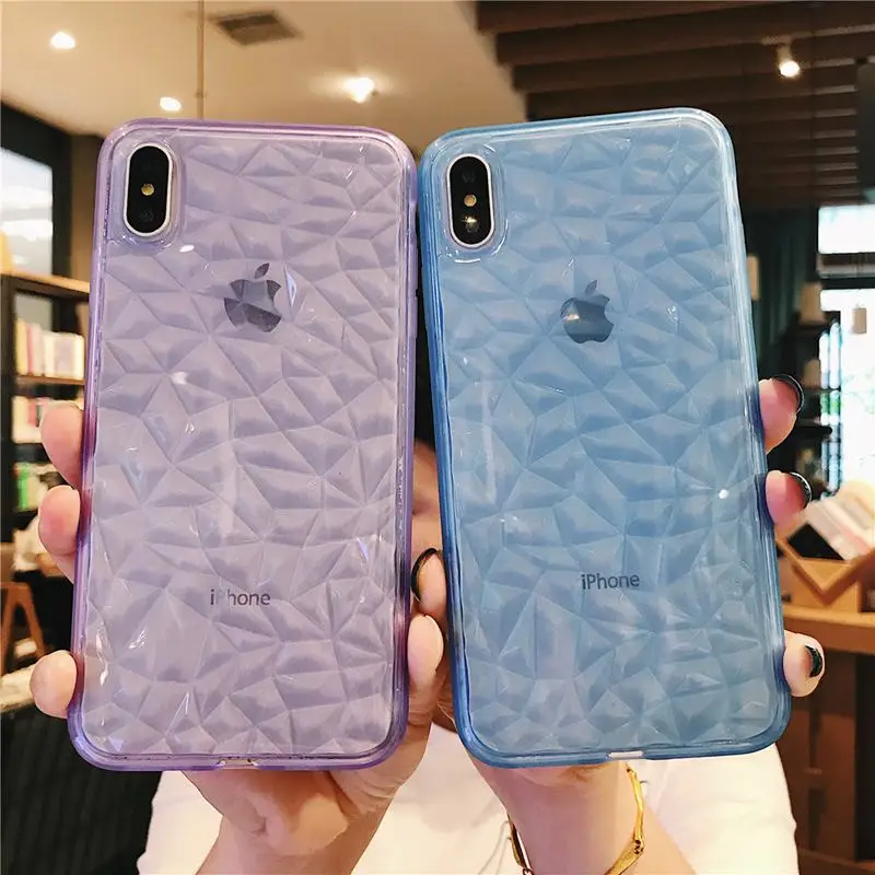 

Luxury Diamond Texture Phone Cases For iPhone XS Max XR 6 6s 7 8 Plus X Case Transparent Soft Silicone Cover For iPhone 7 Case