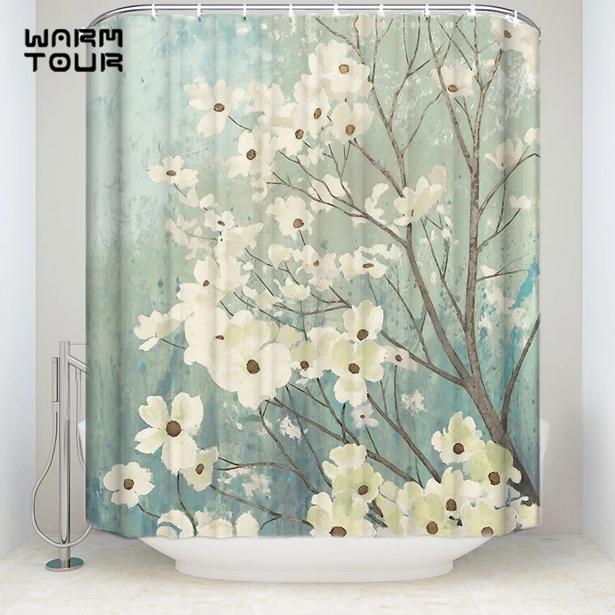Bath Shower Curtains 48 x 72 Inches Antique Flowers Mildew resistant Bathroom Decor Sets