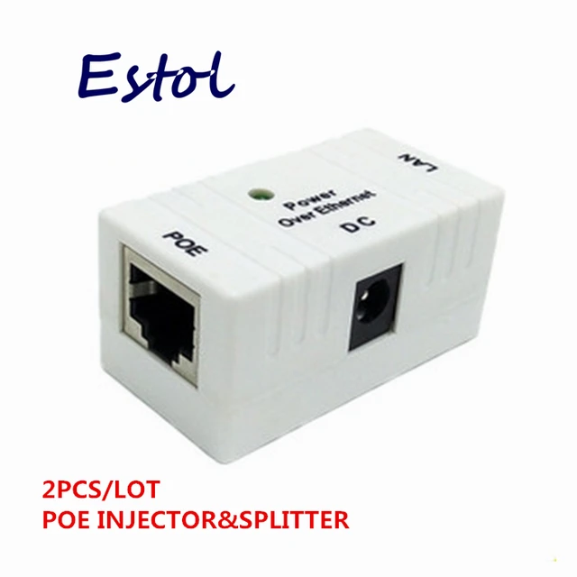 White 2PCS/LOT RJ45 Connector POE Injector Power over Ethernet Adapter switch For IP  Camera,IP Phone adapter Free Shipping