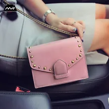 Abdeckung 2015 Damenmode Handtaschen Niet Schulter Klappe Designer Berühmte Marke Pu Tageskupplungen Mädchen Kleine Kette Cross Body tasche