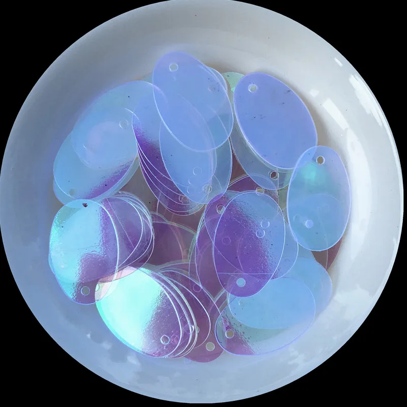 

AB Transparent 300pcs/lot 12*20mm Oval Egg Shape Sequins PVC Flat Sewing Craft With Side Hole Belly Dance Garment DIY Accessory