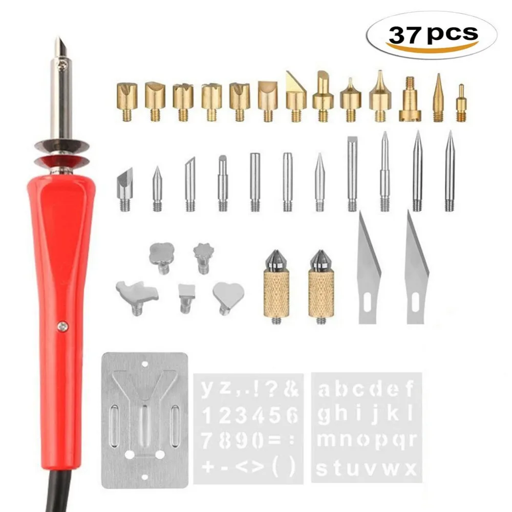 

Wood Burning Pen Set 110V/220V Wooden Carving Electric Soldering Irons Tool Soldering Pen Welding Tips & Stencil DIY Home Craft