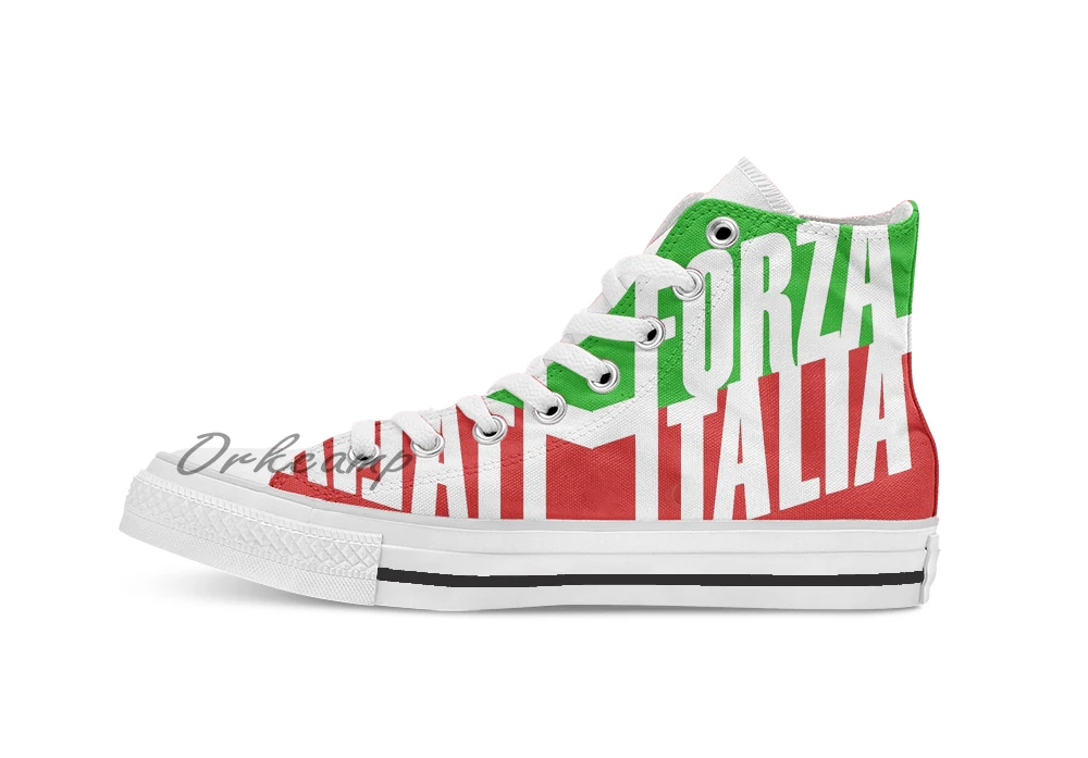 Forza Italia(вперед Италия) вечерние дизайнерские дышащие Повседневные высокие холщовая обувь кеды на шнуровке