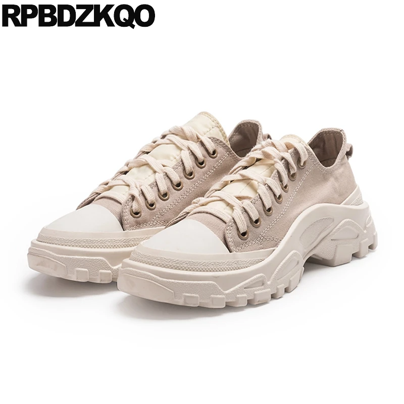 

Women Sneakers Lace Up Platform Custom Elevator Trainers Muffin Breathable Creepers High Quality Retro Canvas Shoes Thick Sole
