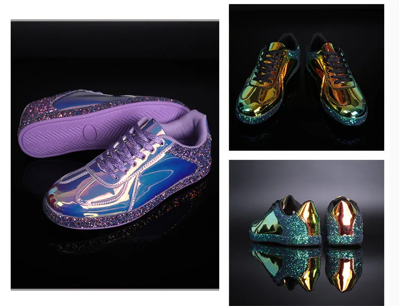 Fashion Sneakers Women Flats Shoes Casual Outdoor Walking Shoes Woman Lace-up Gold Glitter Ladies Shoes Zapatos Mujer (12)