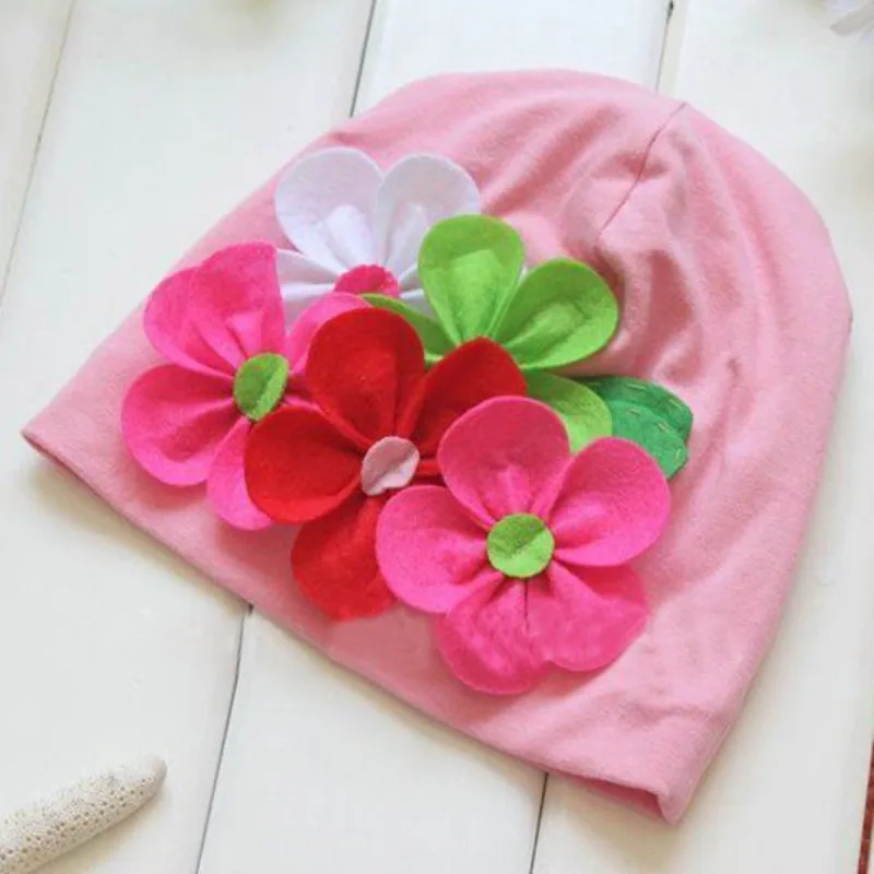 Дешевые заводская цена! Для маленьких девочек Кепки Шапки зима теплая 3D цветок головной убор шапочка мочка охватывает