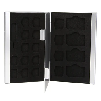 

NEW Silver 21 in 1 Portable Aluminum Memory Card Storage Box Case Holder Protector For SIM Micro Nano SIM Cards