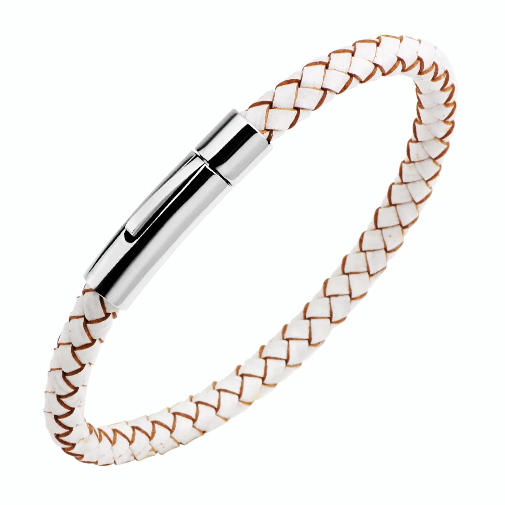 

Simple Stainless Steel Women Leather Bracelets Fashion Metal Weaving String Rope Bracelets Bangles Wristband Bangles Jewelry
