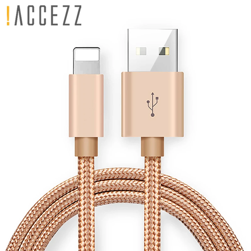! ACCEZZ النايلون USB كابل الشاحن 2A ل فون XR XS ماكس 7 8 6 6 S 5 S باد البسيطة الإضاءة بيانات الهاتف المحمول تهمة سريع كابلات الحبل