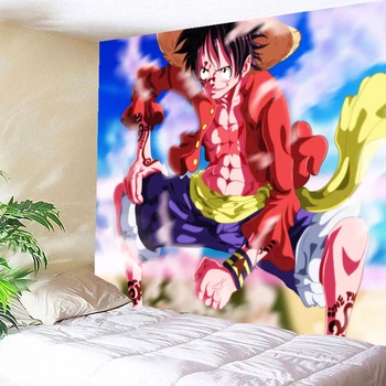 

Japan Anime Cartoon One Piece Luffy Tapestry Wall Hanging Beach Mat Polyester Thin Blanket Yoga Shawl Mat 200x150cm Blanket