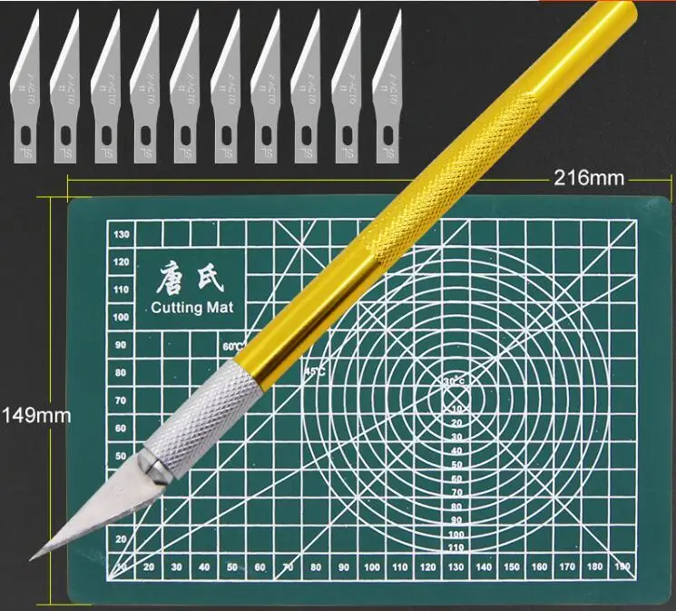 

10 Blades Craft Artwork Cutting Knife DIY Carving Knife Stencil Scoring with cutting board Repairing Sculpture Scalpel Knife