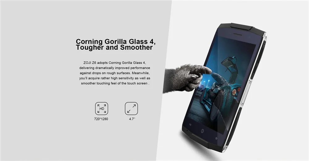 HOMTOM ZOJI Z6 IP68 водонепроницаемый мобильный телефон Android 6,0 MTK6580 четырехъядерный 1 ГБ ОЗУ 8 Гб ПЗУ 3g WCDMA 4,7 дюймов HD смартфон 3000 мАч