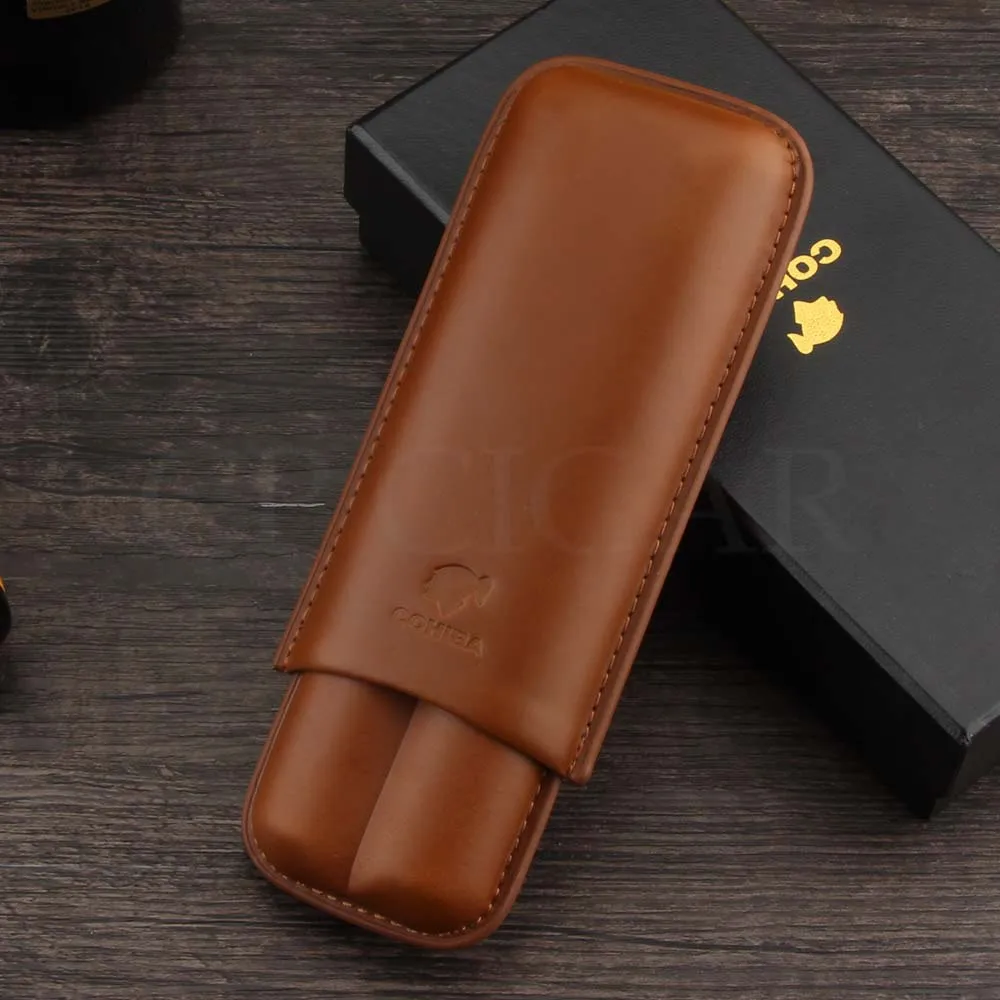 Кожаный чехол для путешествий COHIBA карманный переносной сигары Humidor футляр 2 сигар