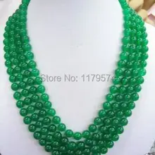 Красивая 8 мм Зеленый Халцедон Ожерелье Женщины высокое качество новая мода все матч Моды Дизайна Ювелирных Изделий 100 inch