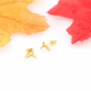 

Wholesale 10 Pairs Stainless Steel Origami Earrings Rose Gold Silver Color Geometric Animal Pendientes Women Simple Jewelry