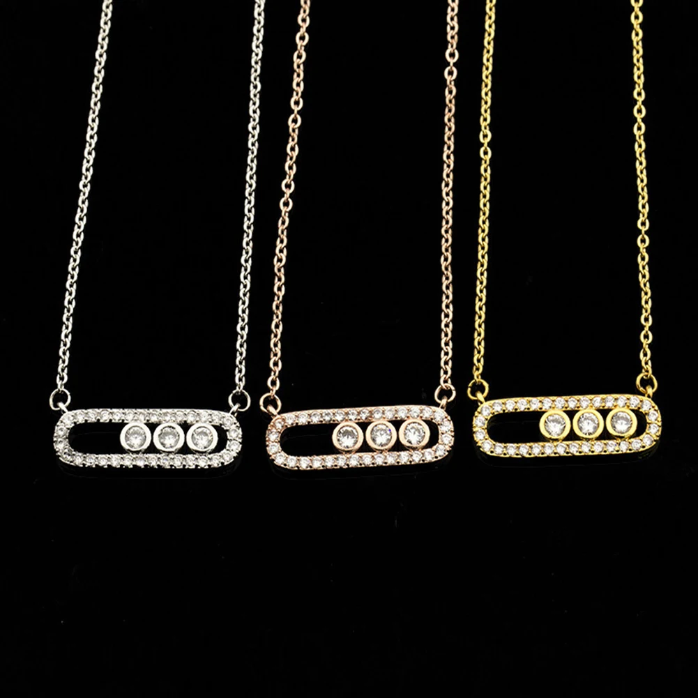 

Arab Style Crystal Bead Pendant Necklace For Women Dainty Wedding Jewelry Stainless Steel Rose Gold 3 Dot On Oval Necklace