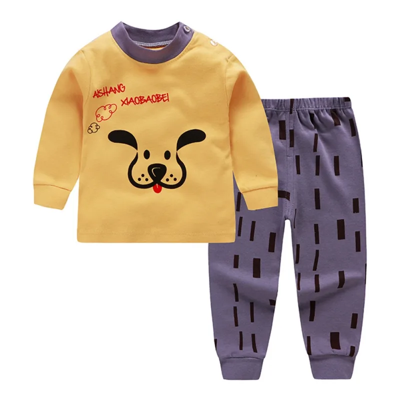 Baby Kids Pajamas Sets Cotton Boys Sleepwear Suit Girls Pajamas Long Sleeve Blouse Tops+Pants 2pcs Children Clothing Autumn - Цвет: A3
