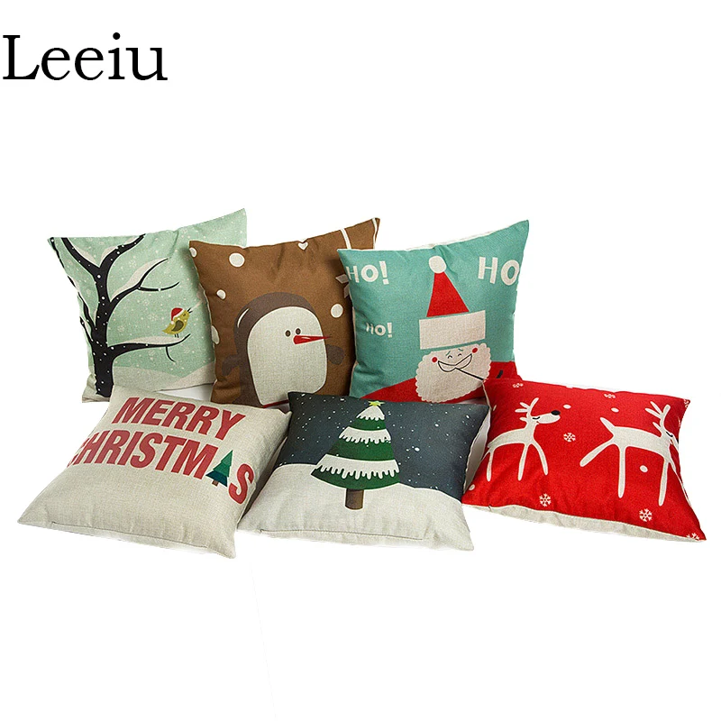 

Leeiu 45x45cm Pillow Case Christmas Decorations For Home Santa Clause Merry Christmas Pillows Cover Home Decor