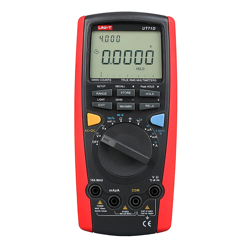 

UNI-T UT71D True RMS Digital Multimeter Ammeter C/F Temperature Tester with USB Interface Universal Meter LCD Count 39999 Meter