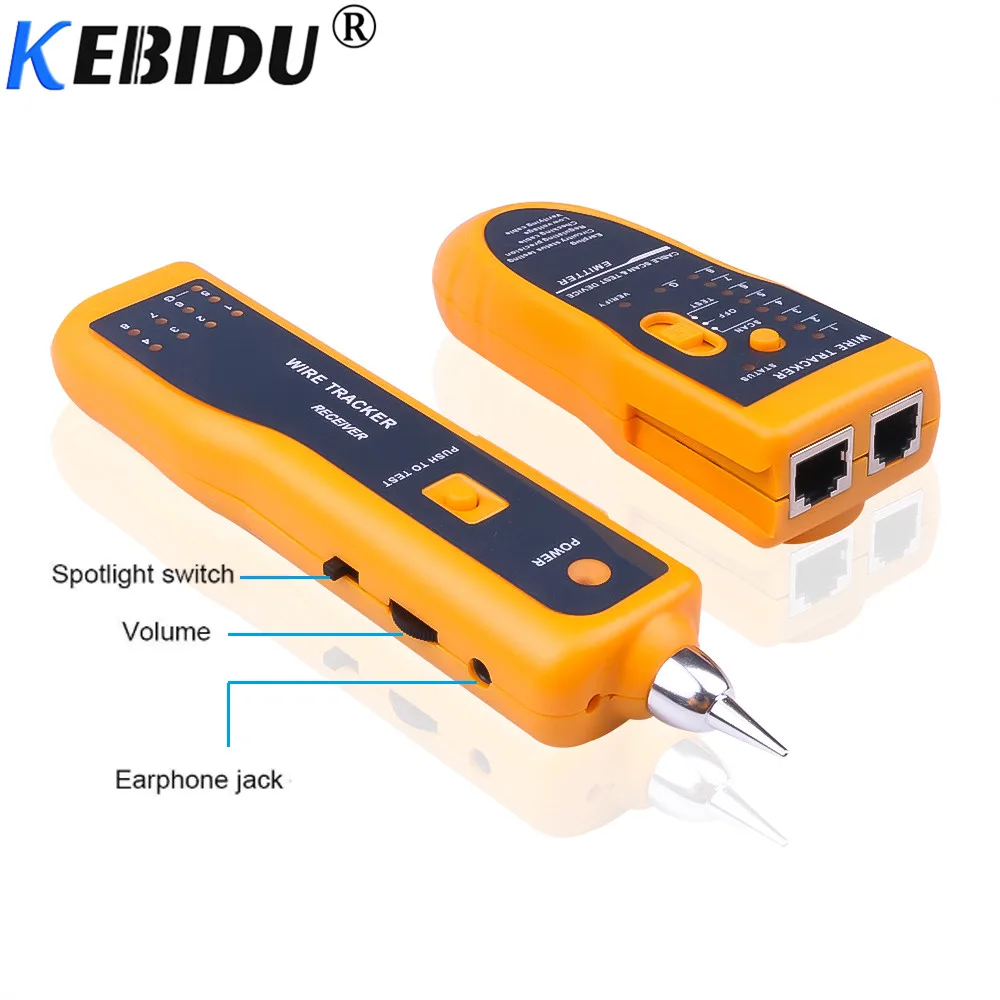 

kebidumei Newest RJ11 RJ45 Cat5 Cat6 Telephone Wire Tracker Tracer Toner Ethernet LAN Network Cable Tester Detector Line Finder