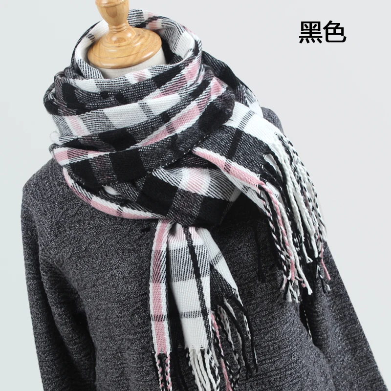 Кашемировый шарф, Пашмина, шарф для женщин, с кисточками, шарфы для осени и зимы, одеяло, шали, клетчатые шарфы YR004 - Цвет: black