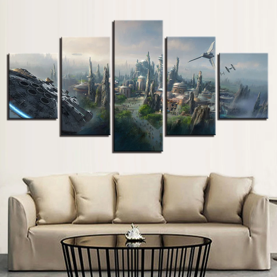

Wall Art Pictures Home Decoration Living Room Modular 5 Panel Star Wars Scenario Frame HD Printed Modern Cuadros Canvas Painting