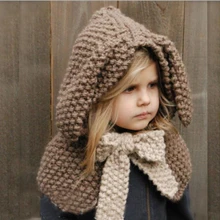 Милый подарок, Детские шарфы-повязки, теплый реквизит для фотосессии, зимняя вязаная шерстяная шапка, шапка кролика, шарф, вязаный костюм из двух предметов