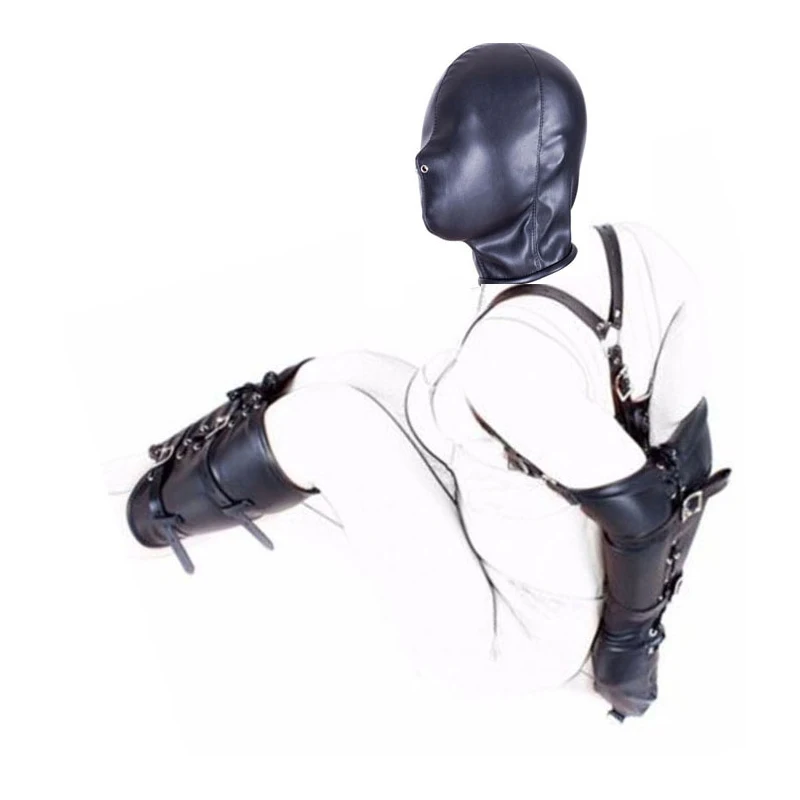 

BDSM Bondage Restraints Role Play Hands Wrists Arm Leg Binder Hood Mask , PU Leather Tight Single Glove,Adult Costumes Sex Toys