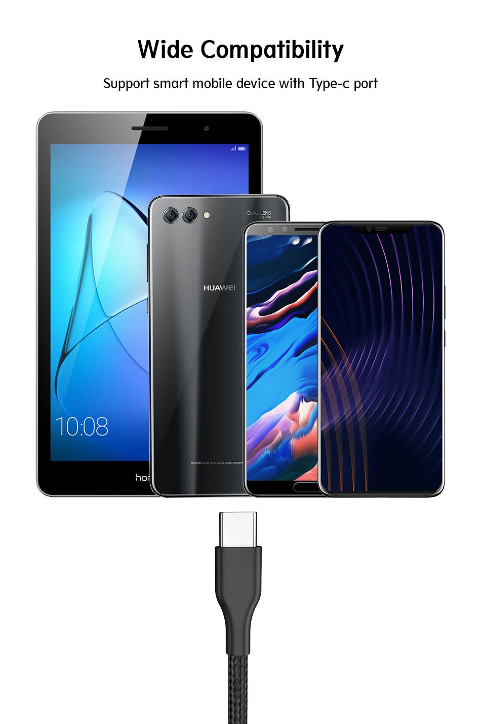 ROCK usb type-C кабель для huawei P20 pro P10 usb кабель для зарядки и передачи данных для samsung Galaxy S9 S8 One plus 6t 6 5t usb type-C шнур