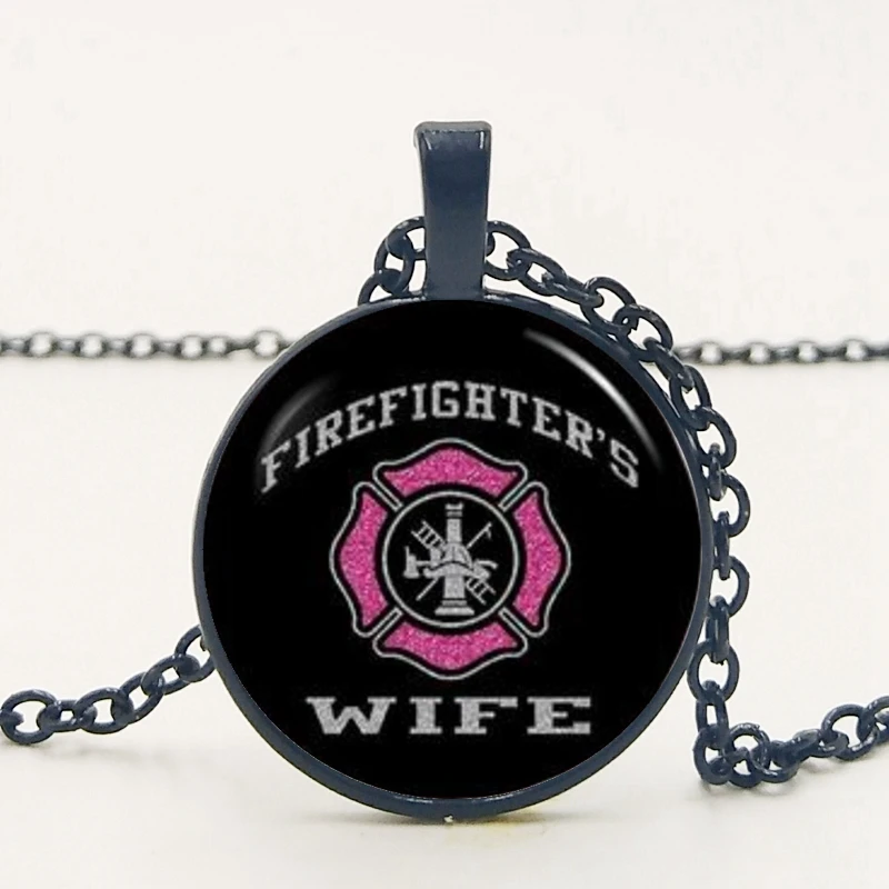 

LETS SLIM Firefighter Wife Gretel Kapochin Glass Pendant Necklace Necklace Family Photo Private Custom
