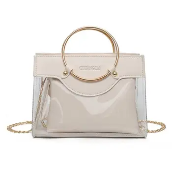 

2018 Summer Fashion New Handbags High quality PU leather Women bag Sweet lady Transparent Jelly Chain Shoulder Messenger bag