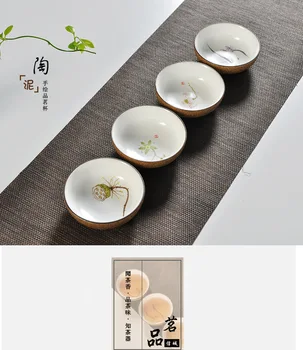 

6 pcs Suits Dehua clay hand-painted cups ceramic set kiln tea small mouth cups coarse pottery Pu'er tea cups Kung Fu tea sets