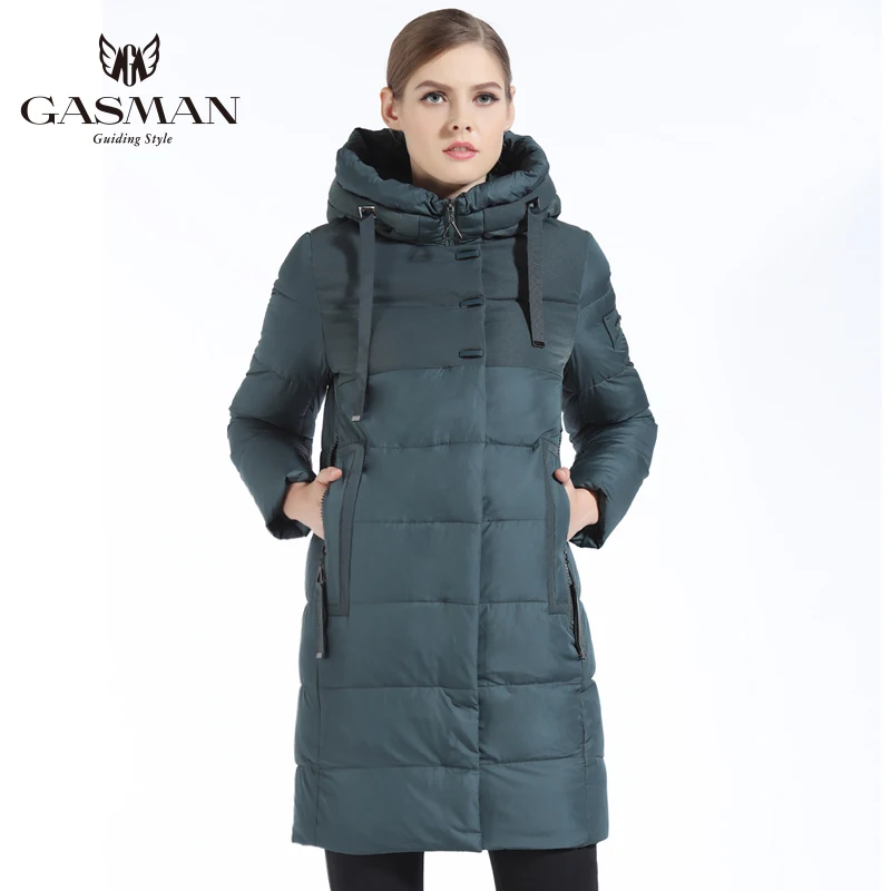 GASMAN New Winter Fashion Down Jackets And Coats Hooded Long Bio Down Parka Brand Casual Overcoats Female Jacket Winter - Цвет: dark green