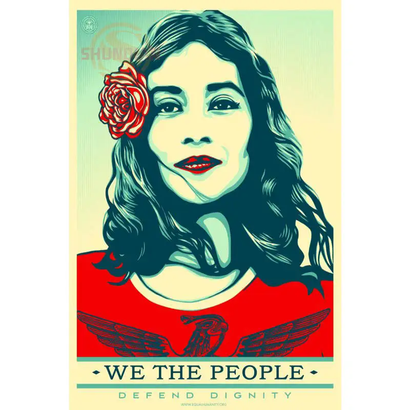 Новый постер Shepard Fairey атласный на заказ тканевый с принтом настенный из шелковой