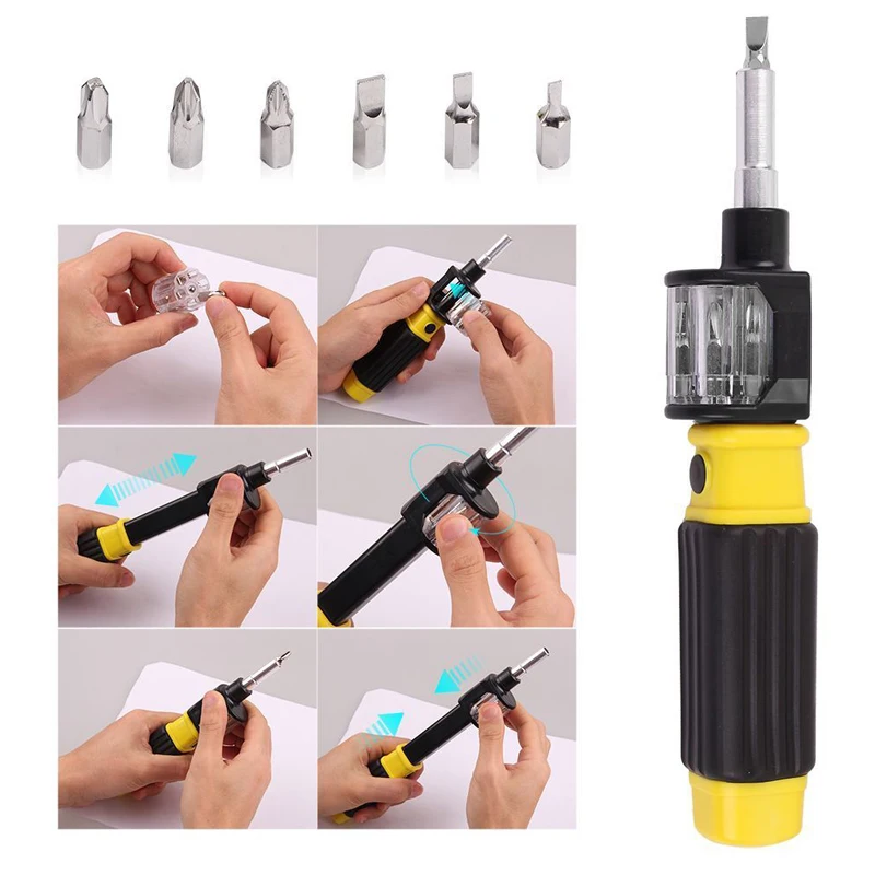 6in1 360 Degree Twist Flexible Screwdriver Bit Precision Screwdriver Screws DIY Repair Hand Tool