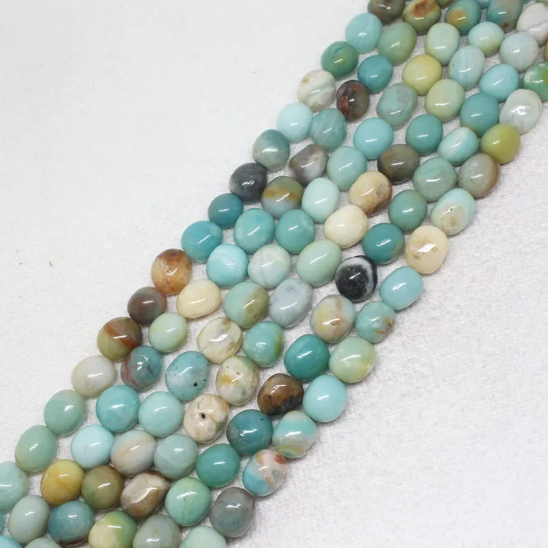 

10-11mm Natural Multicolor Amazon Stone Amazonite Freeform Smooth Spacer DIY For Necklace And Bracelet Loose Beads Strand 15"