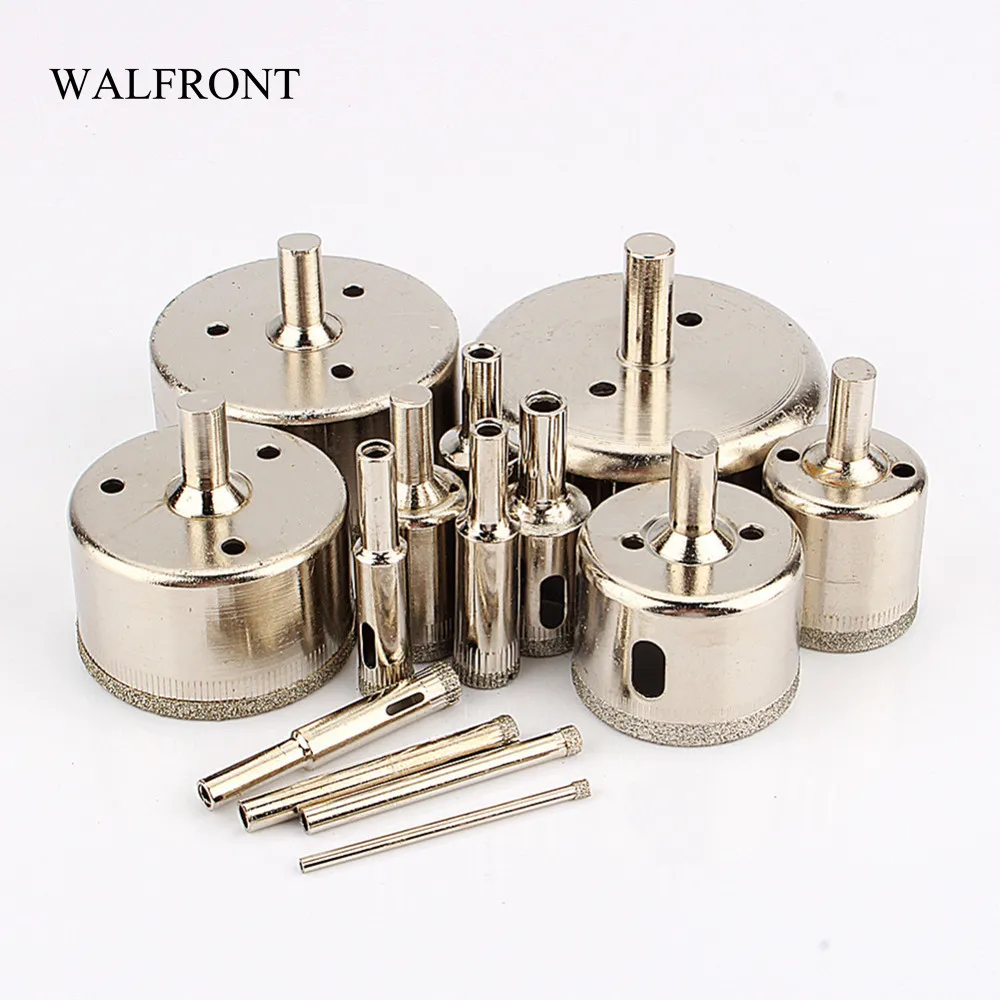 WALFRONT 14pc/Set Diamond Coated Core Hole Drilling Set Glass Saw Drill