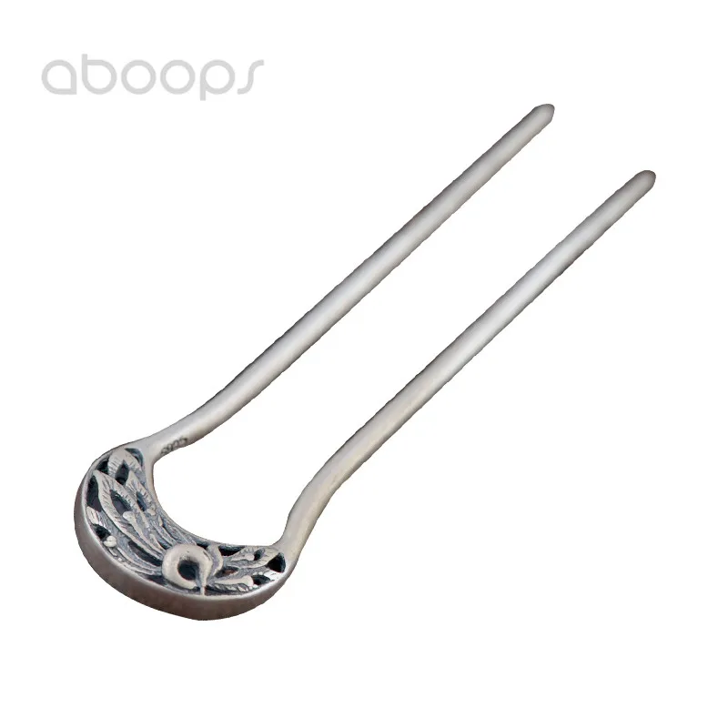 

Vintage 925 Sterling Silver Phoenix Peony Hair Stick for Women Girls Free Shipping