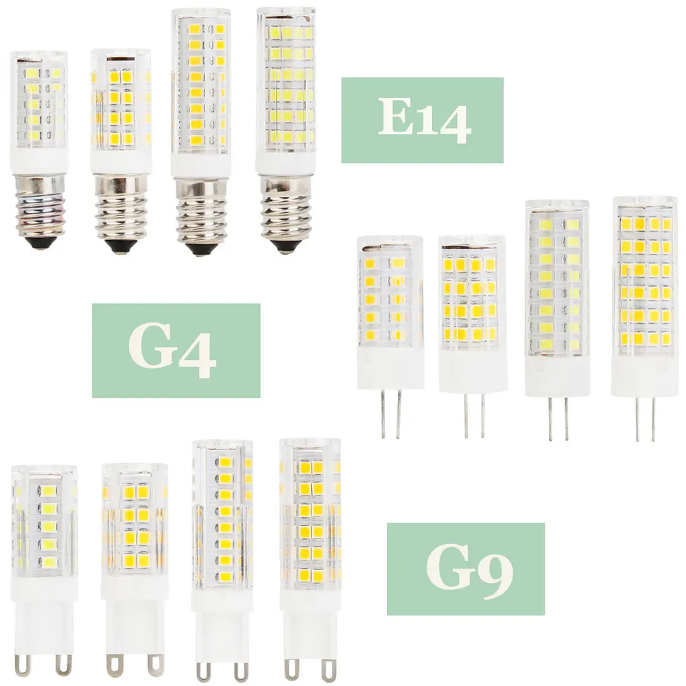 

E14 G4 G9 LED Bulb Ceramic 2835SMD 5W 6W 7W 9W Led Corn Lamp lights Replace Halogen 30w 40w 50w 60w Chandelier Light 220V