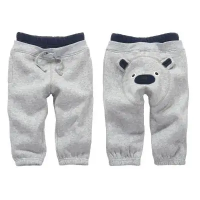 Брендовая зимняя детская одежда, утепленные штаны на подгузник, стильная одежда с рисунком медведя для маленьких мальчиков, одежда для детей 1-4 лет, спортивный костюм - Цвет: grey
